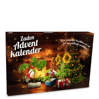 Vetőmagos adventi kalendárium mini üvegházzal - kandalló dekorral